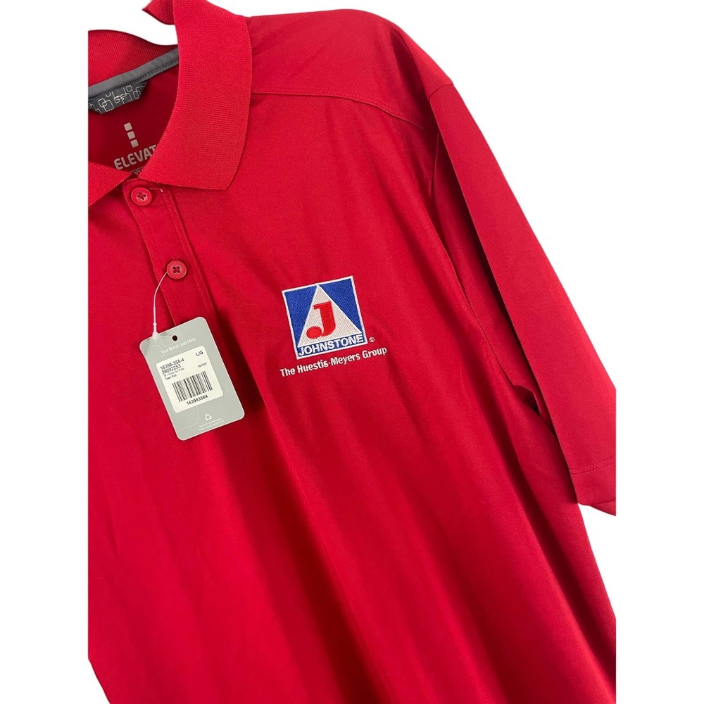 Elevate Mens Polo Work Uniform Red Shirt Size Large Johnstone Coleman A/C NEW